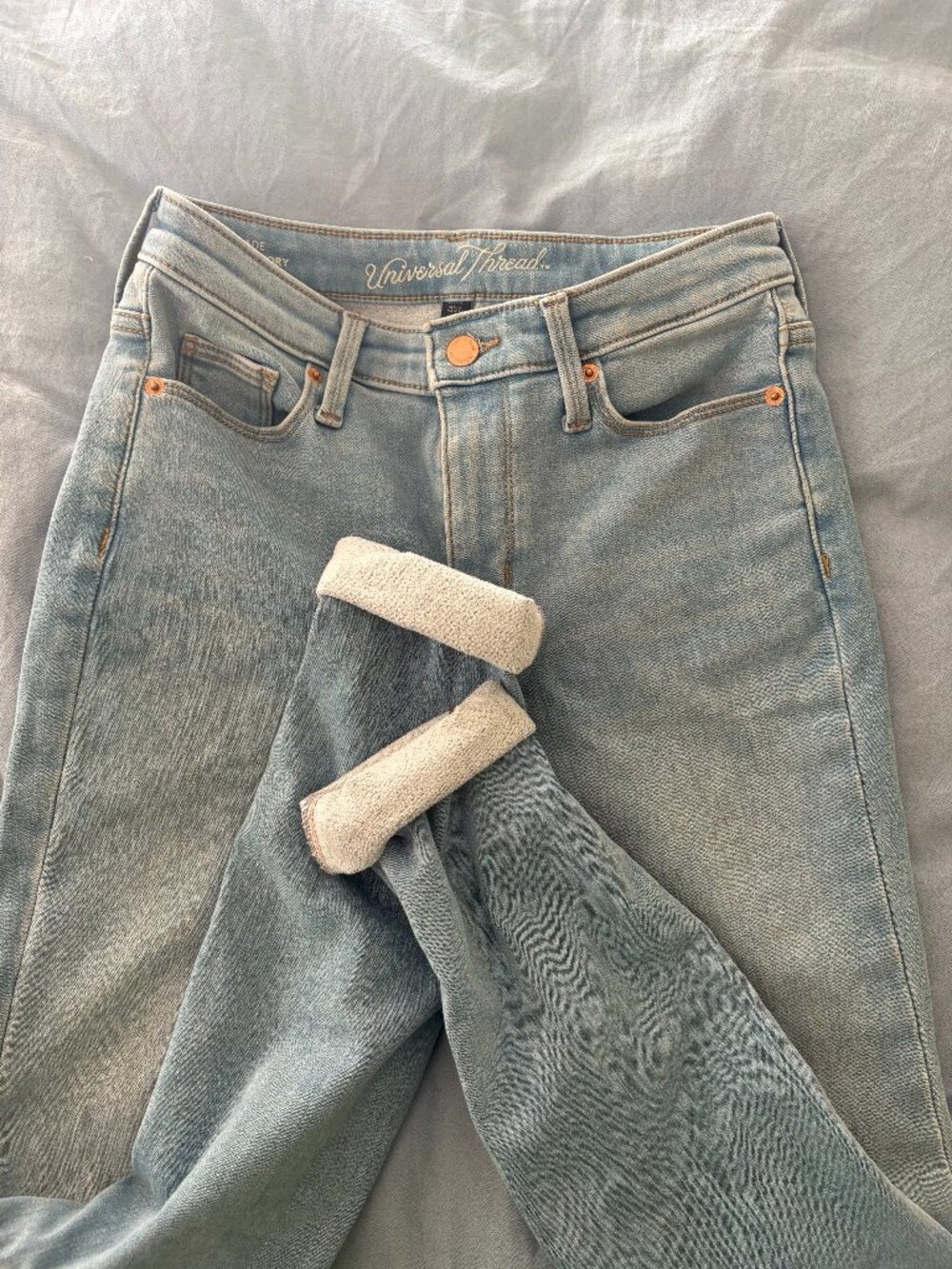 Light wash jeans with fleece lining | Size 2